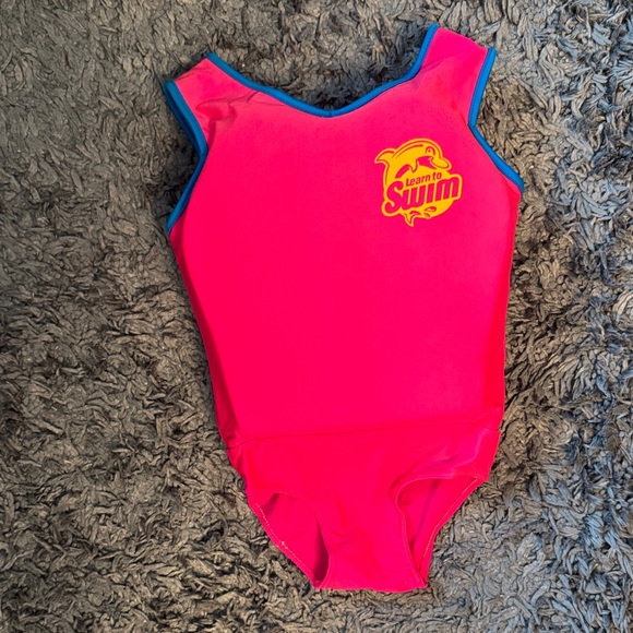 AND Kids One Piece Swimsuit in Pink with Blue Accents - Picture 1 of 4